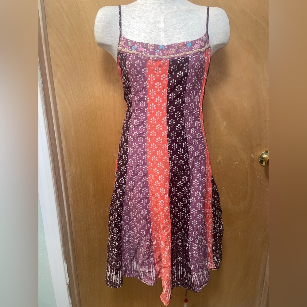 Free People Patchwork Beaded Corset Lace Dress